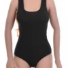 Sporty racerback bodysuit in soft cotton blend, ideal worn alone with high-waisted bottoms.