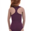 Sporty racerback cotton-blend bodysuit with scoop neckline, an easy breathable base layer.
