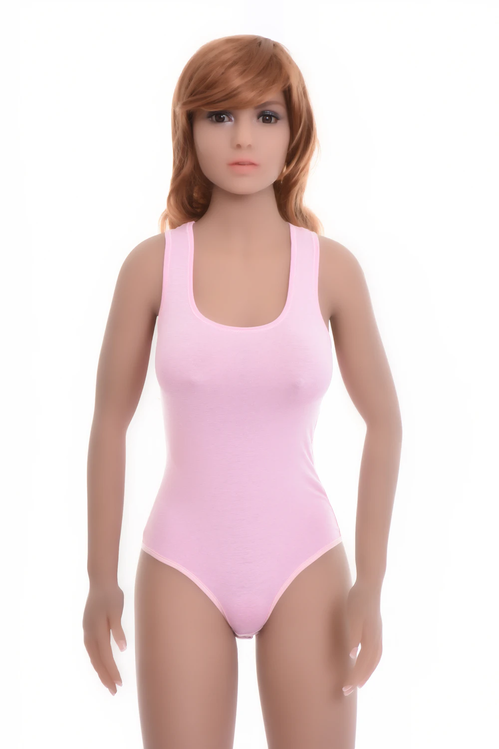 Sporty scoop-neck cotton bodysuit with clean racerback and soft, breathable cotton-blend fabric.