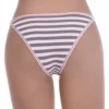 Strappy double-side cotton bikini briefs in a casual pink-gray stripe that sit smooth under clothing.