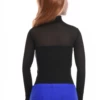 Textured mesh-and-cotton bodysuit with hook-and-eye closure that keeps a clean line with surface interest.