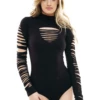 Tiara Galiano cotton bodysuit with brazilian cut and hook-and-eye gusset, a covered cold-weather layer.