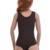 Wide-strap cotton tank bodysuit with scoop neck, a tidy top on its own or smooth base layer.