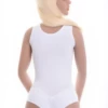 Wide-strap cotton tank bodysuit with scoop neck, a tidy top on its own or smooth base layer.