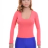 Women's long-sleeve cotton bodysuit with scoop neck and brazilian cut, a fitted everyday layer.