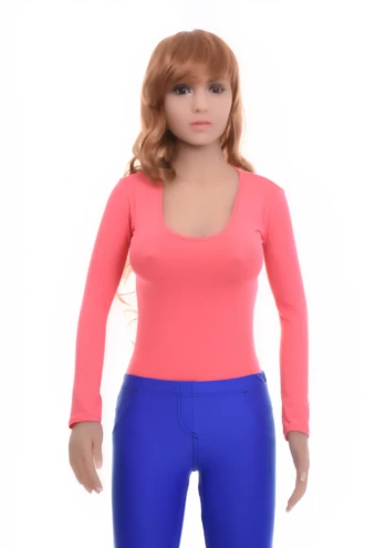 Women's long-sleeve cotton bodysuit with scoop neck and brazilian cut, a fitted everyday layer.