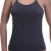 Women's sleeveless cotton bodysuit with scoop neck and spaghetti straps over a brazilian cut, slim base.