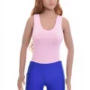 Women's sleeveless cotton bodysuit with scoop neck and wide straps over a brazilian cut, an everyday base.
