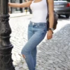 Women's sleeveless cotton tank bodysuit with scoop neck, wide straps and brazilian cut, a clean everyday base.