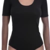 Women's cotton T-shirt bodysuit with scoop neck, short sleeves and brazilian cut, an everyday staple.
