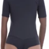 Women's cotton T-shirt bodysuit with scoop neck, short sleeves and brazilian cut, an everyday staple.