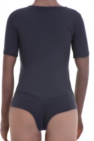 Women's cotton T-shirt bodysuit with scoop neck, short sleeves and brazilian cut, an everyday staple.