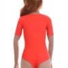 Women's microfiber bodysuit with scoop neck, short sleeves and brazilian cut, a smooth everyday base.