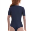 Women's microfiber bodysuit with scoop neck, short sleeves and brazilian cut, a smooth everyday base.