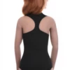 Women's cotton racerback bodysuit with scoop neckline that keeps the shoulders clear for a sporty look.