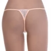 Warm peachy apricot lace G-string with a floral front and scalloped waist, a soft minimal-coverage cut.