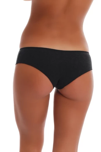 Black knitted wool boyshorts for women, warm and breathable with a soft flat waistband for cooler-weather wear.