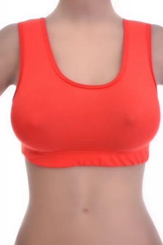 Soft breathable cotton bralette with an open back and wide straps, no wires for gentle support and a clean line.