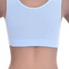 Soft breathable cotton bralette with an open back and wide straps, gentle wireless support for comfortable everyday wear.