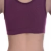 Soft breathable cotton bralette with an open back and wide straps across the shoulders, gentle wireless support.