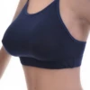 Breathable cotton-blend bralette with a strappy back behind a simple front, soft cups and a low scoop neckline.