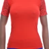 Breathable cotton-blend tee with lace and long sleeves, an easy dressed-up layer for cooler days.