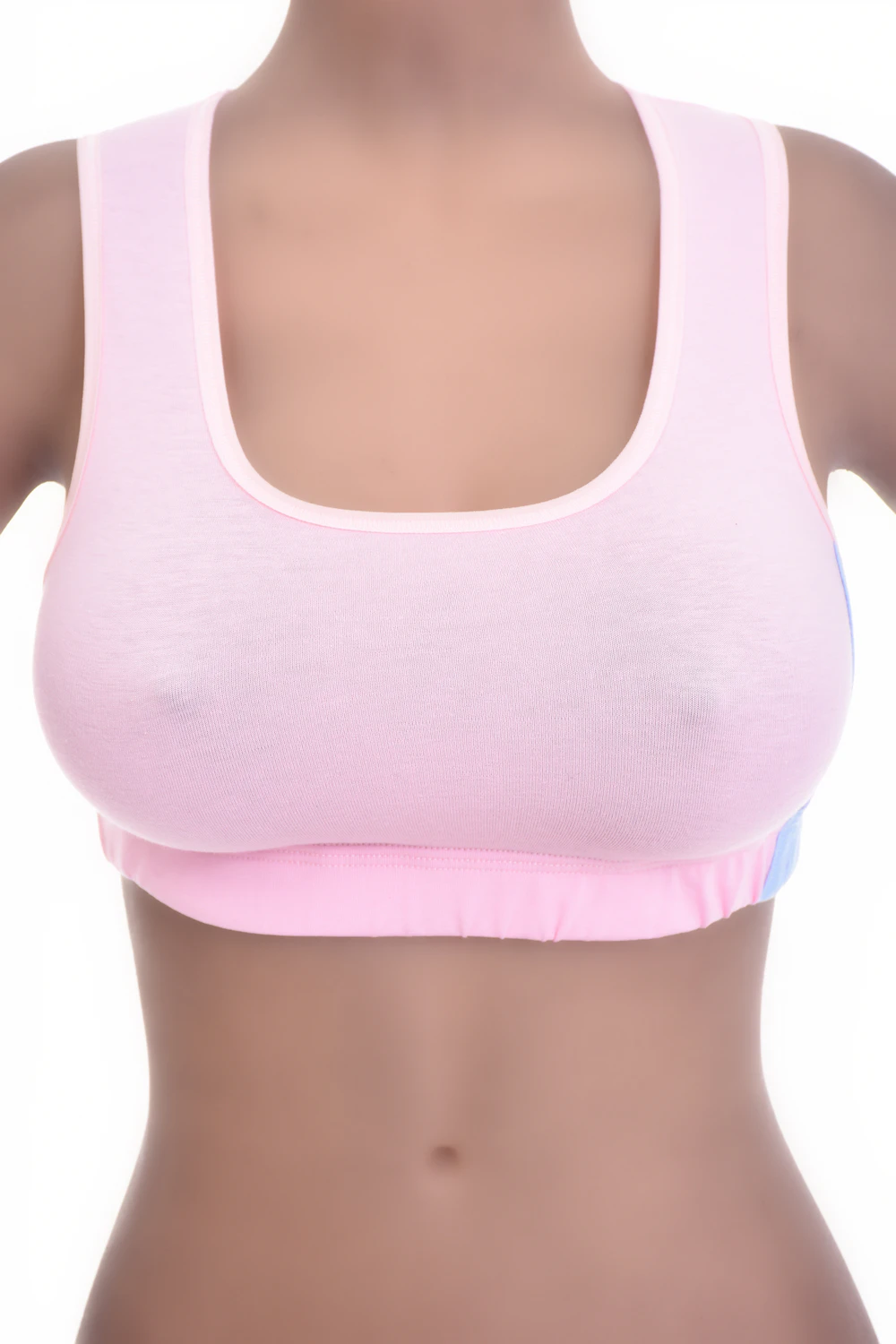Soft breathable cotton racerback bralette with hidden straps under wider necklines, gentle wireless support.