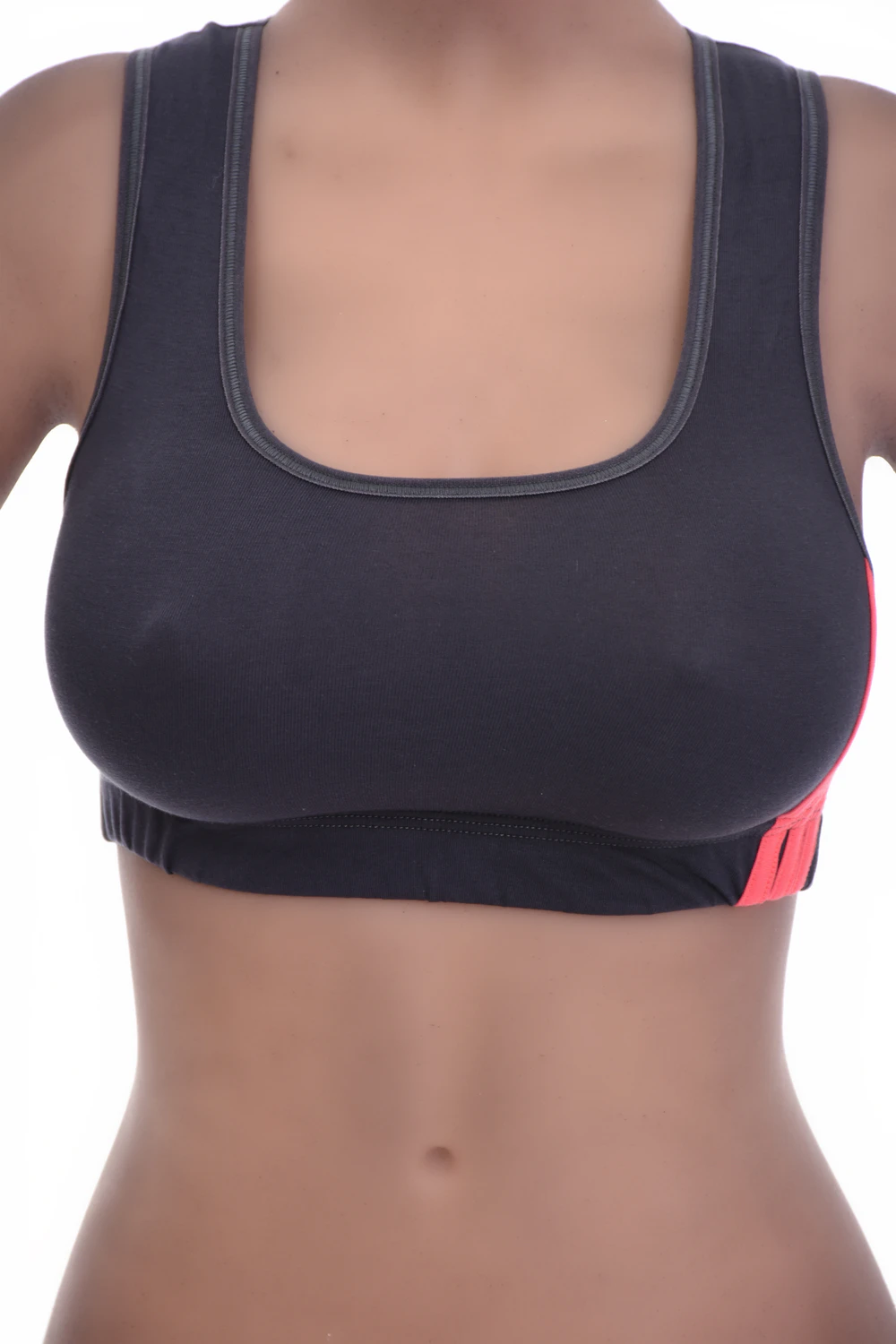 Soft breathable cotton racerback bralette with straps off the shoulders, no wires for gentle everyday support.