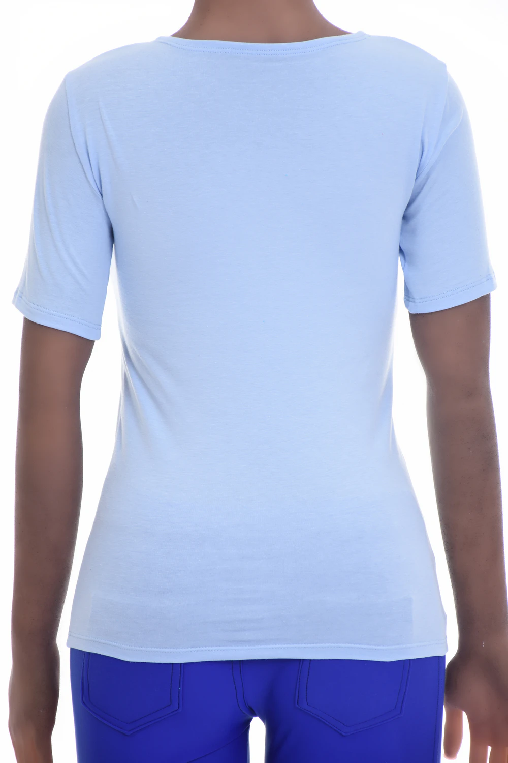 Breathable cotton-blend scoop-neck tee with a little stretch, light and feminine for warm-weather wear.