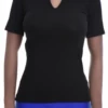 Breathable cotton tee with a flattering V-neckline and short sleeves, an easy layer under a cardigan.