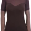 Breathable fitted cotton tee with a round neckline, body-skimming and comfortable against the skin.