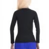 Close-fitting microfiber tee with a feminine scoop neck and long sleeves, an easy pull-on layer for cooler days.