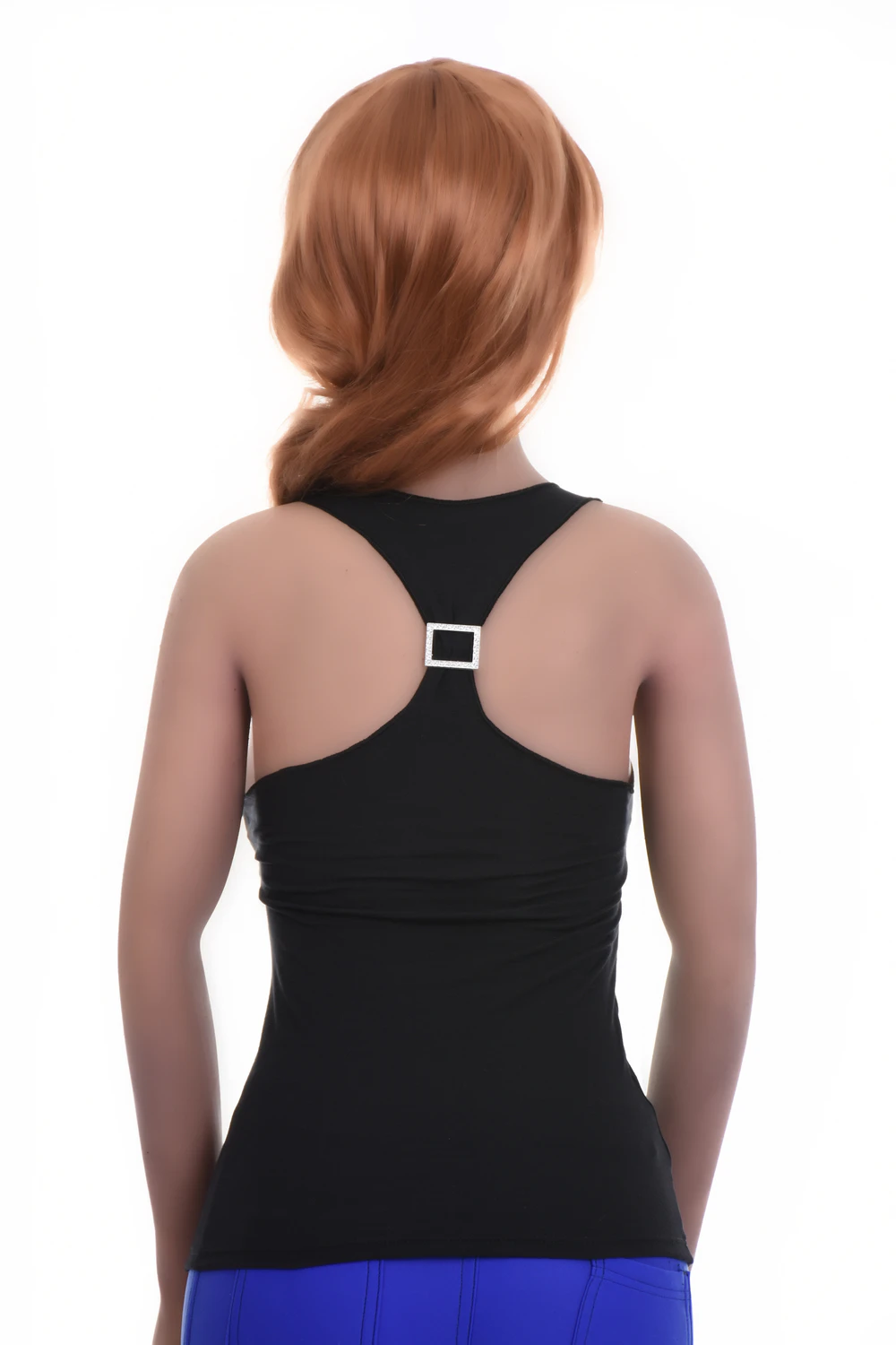 Soft cotton-blend tank with a racerback that draws the straps in towards the spine, slim with a little stretch.