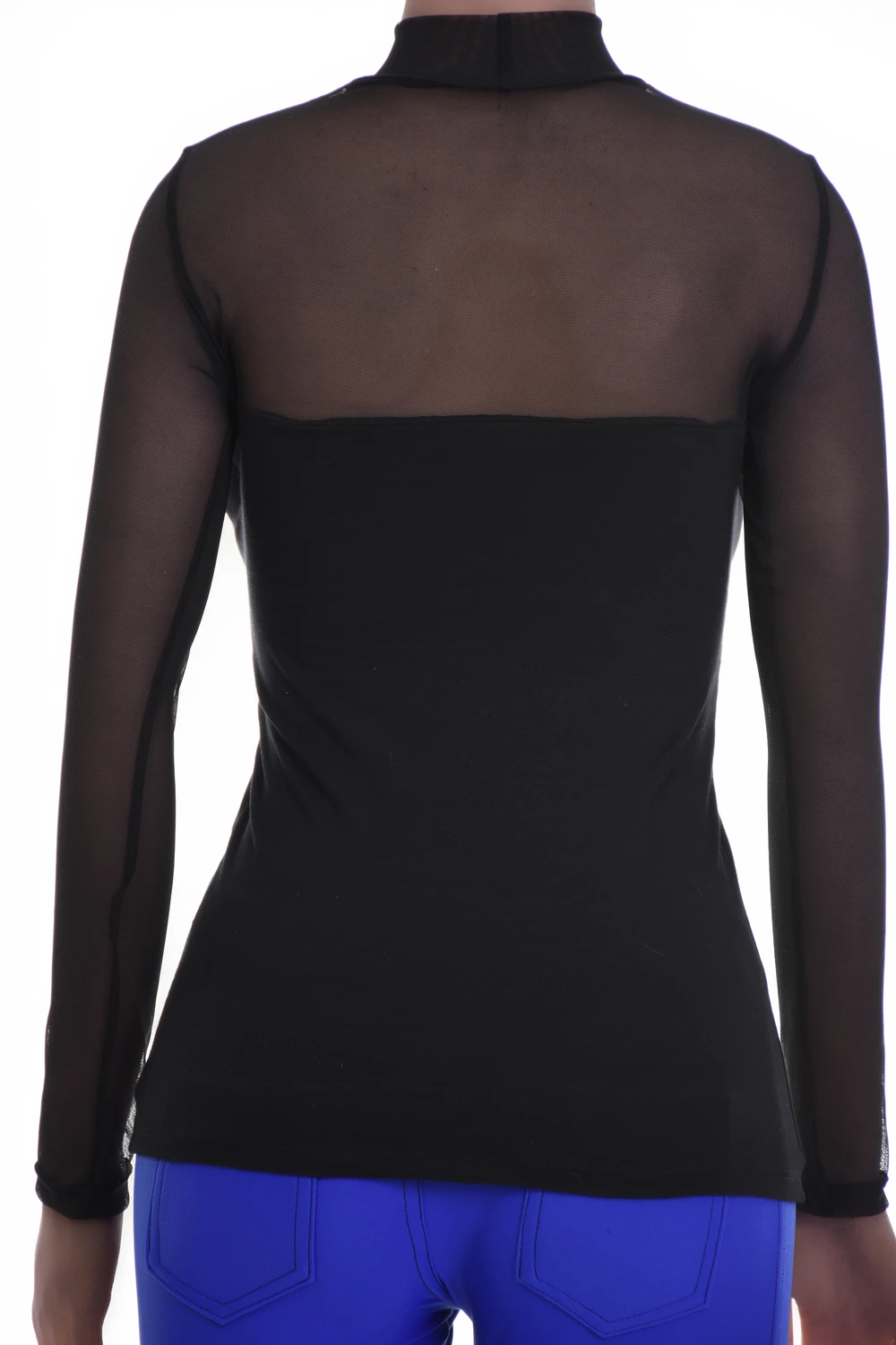 Soft cotton-blend tee with breathable mesh panelling, a mock neck and stretch slim fit for easy layering.