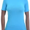 Soft cotton-blend tee with stretch, a high mock neck and short sleeves for a clean light everyday layer.