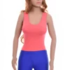 Women's sleeveless cotton bodysuit with scoop neck and wide straps over a brazilian cut, an everyday base.