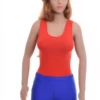 Women's sleeveless cotton bodysuit with scoop neck and wide straps over a brazilian cut, an everyday base.