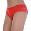 Cotton boyshorts with a floral lace hip accent over a smooth opaque seat, squared leg and full back coverage.