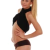 Plain cotton-blend boyshorts for women with a squared leg line, a soft breathable pair that sits low on the hip.