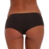 Cotton-blend women's boyshorts with a wide smooth waistband, plain full-back shape worn comfortably under jeans.