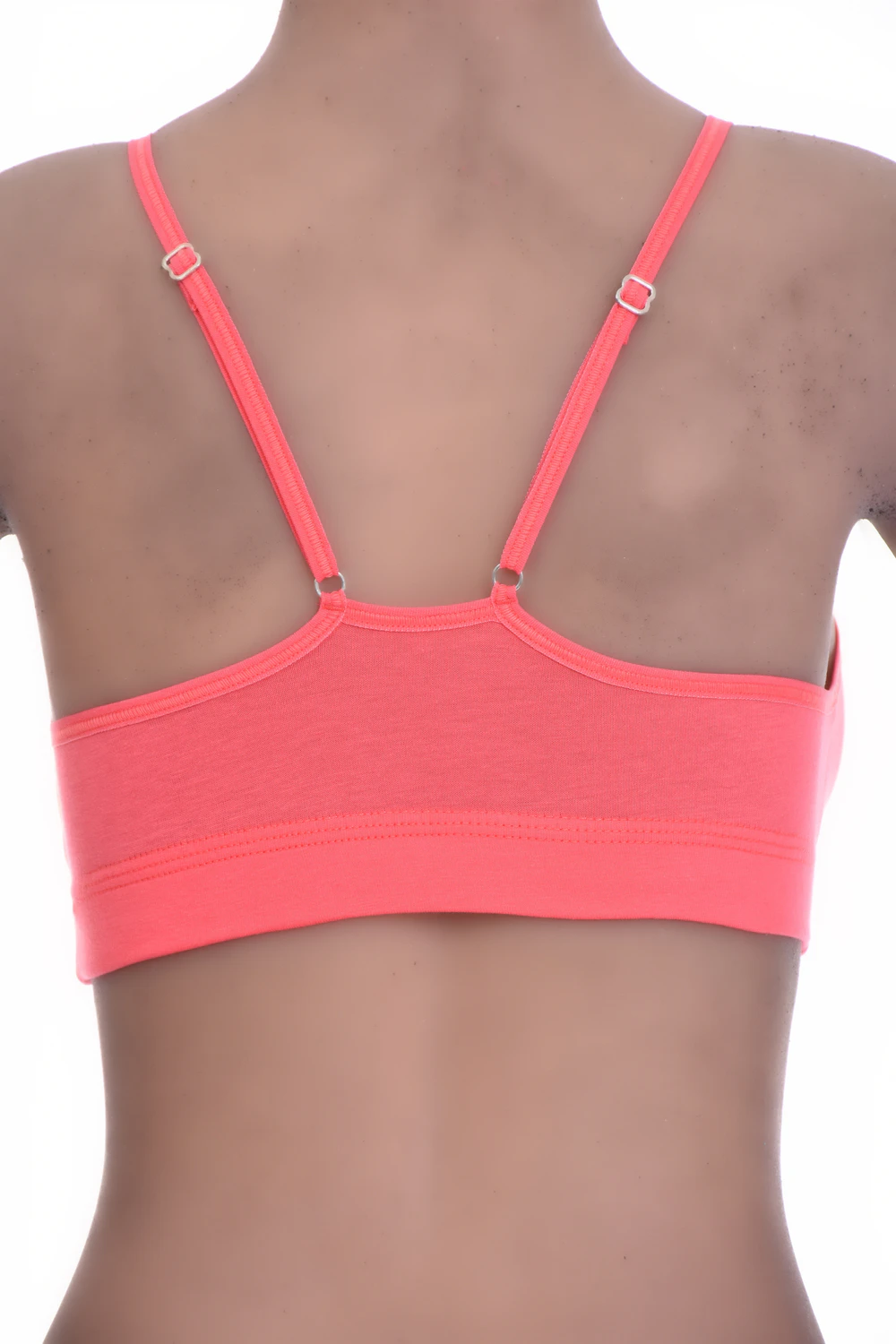 Cotton-blend bralette with a low scoop and fine spaghetti straps, soft cups that follow the natural shape.