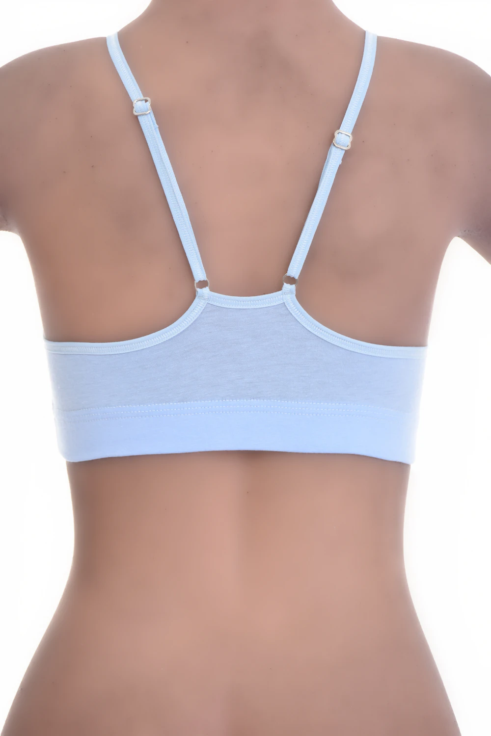 Cotton bralette with no wires or padding and fine spaghetti straps, soft and light for breathable everyday comfort.