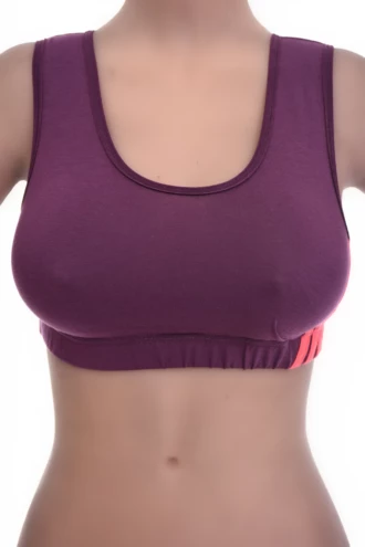 Women's cotton bralette with soft wireless cups, an open back and wide straps, scoop neck for everyday comfort.