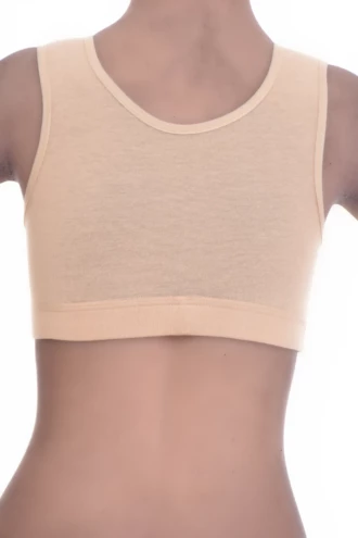 Women's cotton bralette with soft wireless cups, an open back and wide straps, scoop neck for everyday comfort.