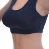 Women's cotton bralette with soft wireless cups and an open back, wide straps and a scoop neck for relaxed wear.