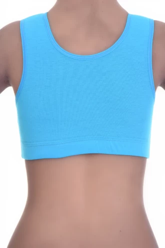 Women's cotton bralette with soft wireless cups, wide straps and an open back, scoop neck for everyday wear.