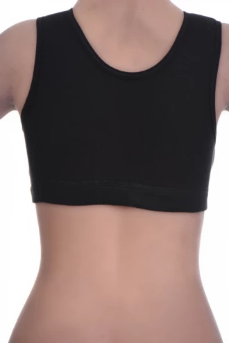 Women's cotton bralette with soft wireless cups, an open back and wide straps, a scoop neck for relaxed wear.