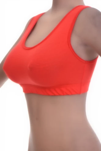 Soft-cup cotton bralette with an open back and wide straps, breathable and airy with an easy pull-on shape.
