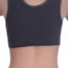 Soft-cup cotton bralette with an open back and wide straps, breathable and airy to layer under a t-shirt.