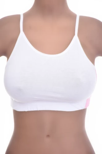 Women's cotton bralette with soft wireless cups and a scoop neckline, thin straps for a pared-back look.